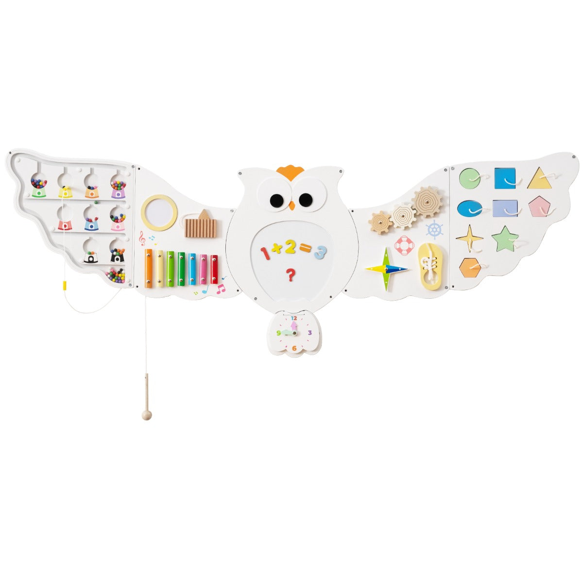 i – Busy Board Baby Owls Aktivitetsvägg med paneler Montessori Träleksaker Lärande – 11 1 – Vit