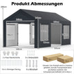 Carport – tältgarage med avtagbara sidoväggar och rullportar betes – 8 – Svart