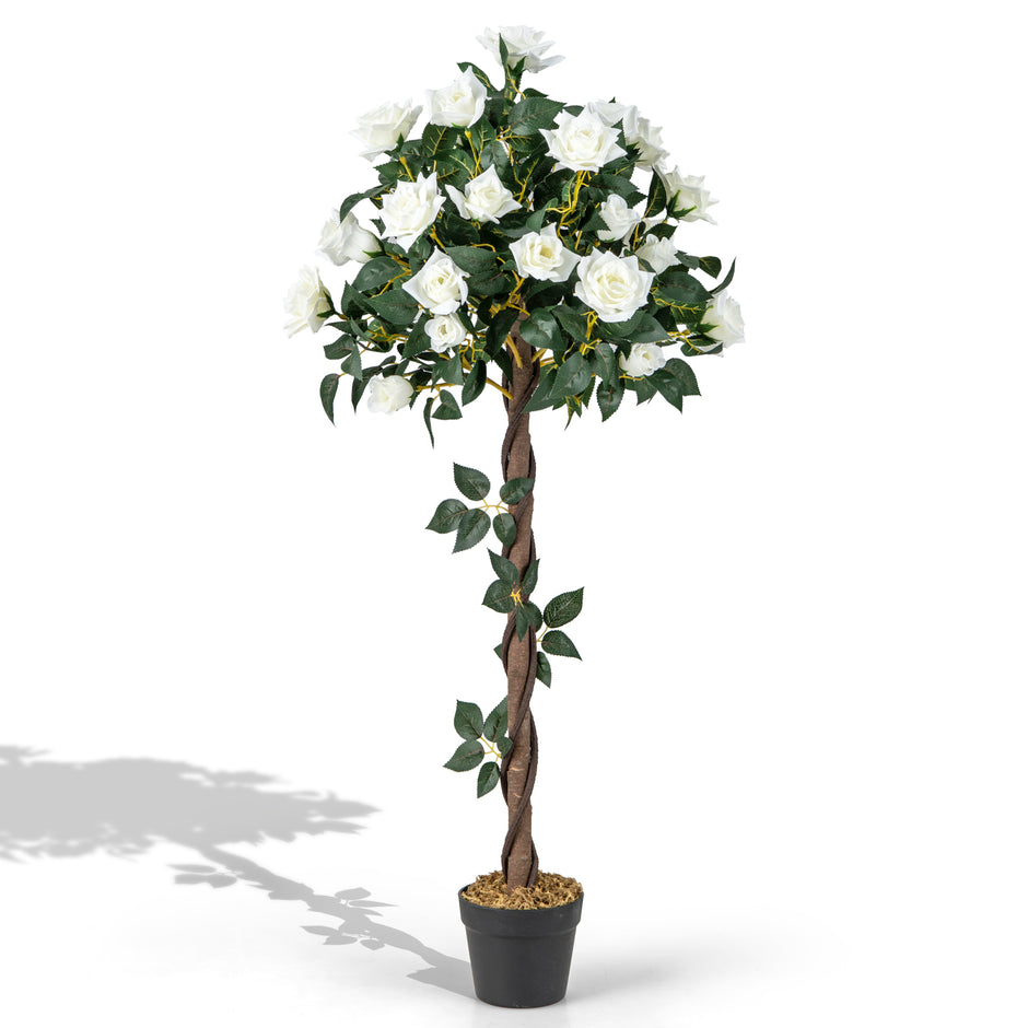 Rosenbaum – med vita rosor konstträd blommor konstgjort blomträd – 120 cm – Vit