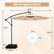 Vinkelsolparasoll – med Sol LED lampor och Sandsäckar Vev UV skydd – 40 Ø 350 cm – Beige
