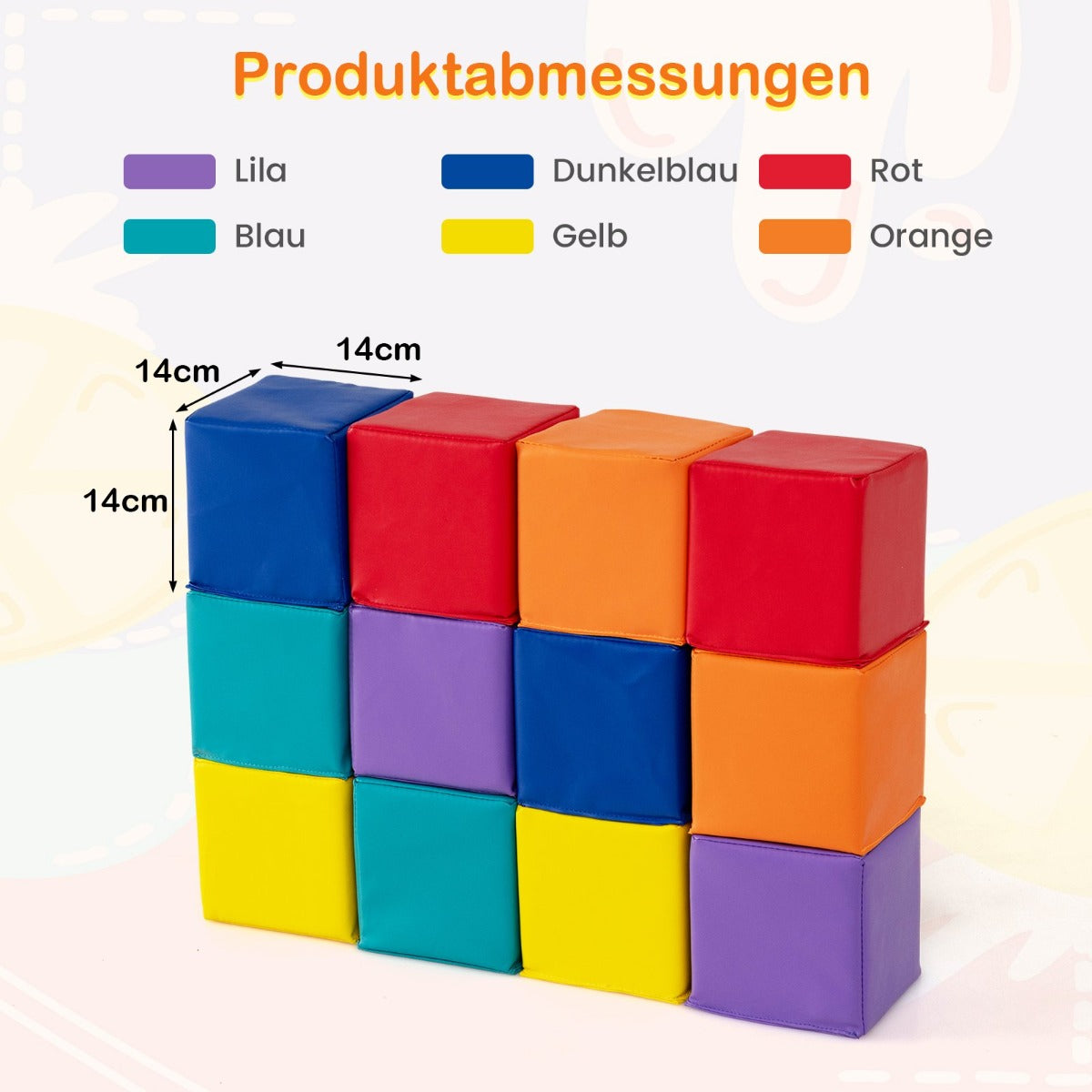 stycken – skumplastklossar Mjuka Klättringsbara skumplastkuber Färgglada – 12 – Flerfärgad