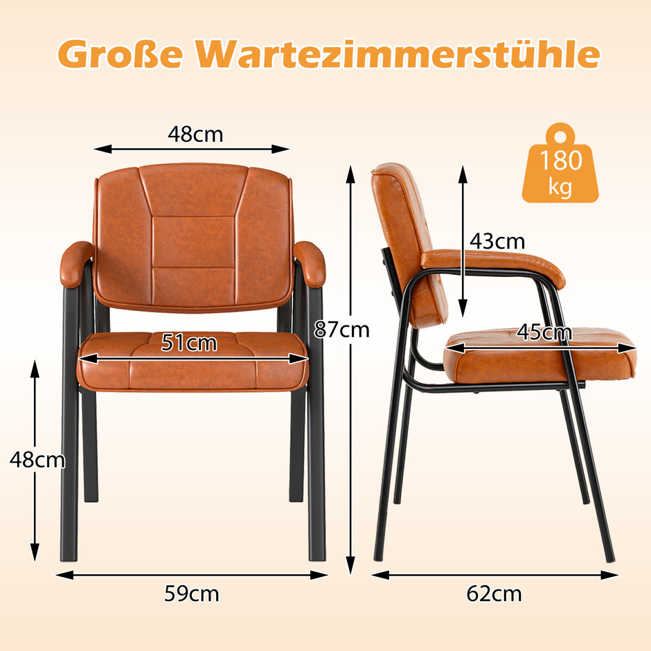 pack – konferensstolar med vadderade armstöd och metallram, besöksstolar bruna – 2 – Brun
