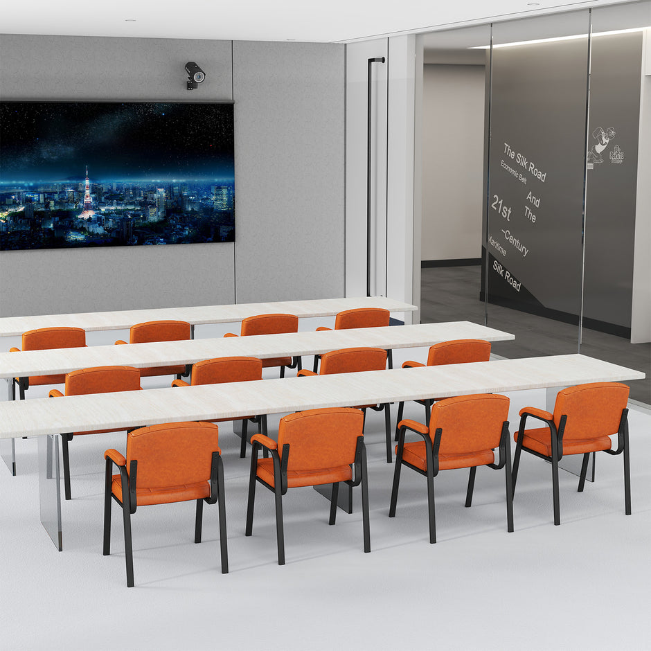 pack – konferensstolar med vadderade armstöd och metallram, besöksstolar bruna – 2 – Brun