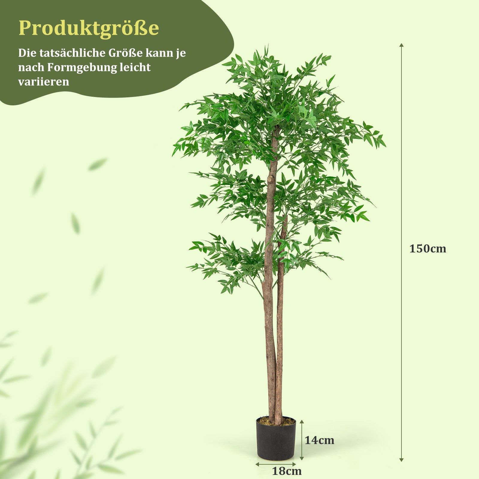 Konstgjord – växt bambu konstträd med kruka dekoträd – 150 cm – Grön
