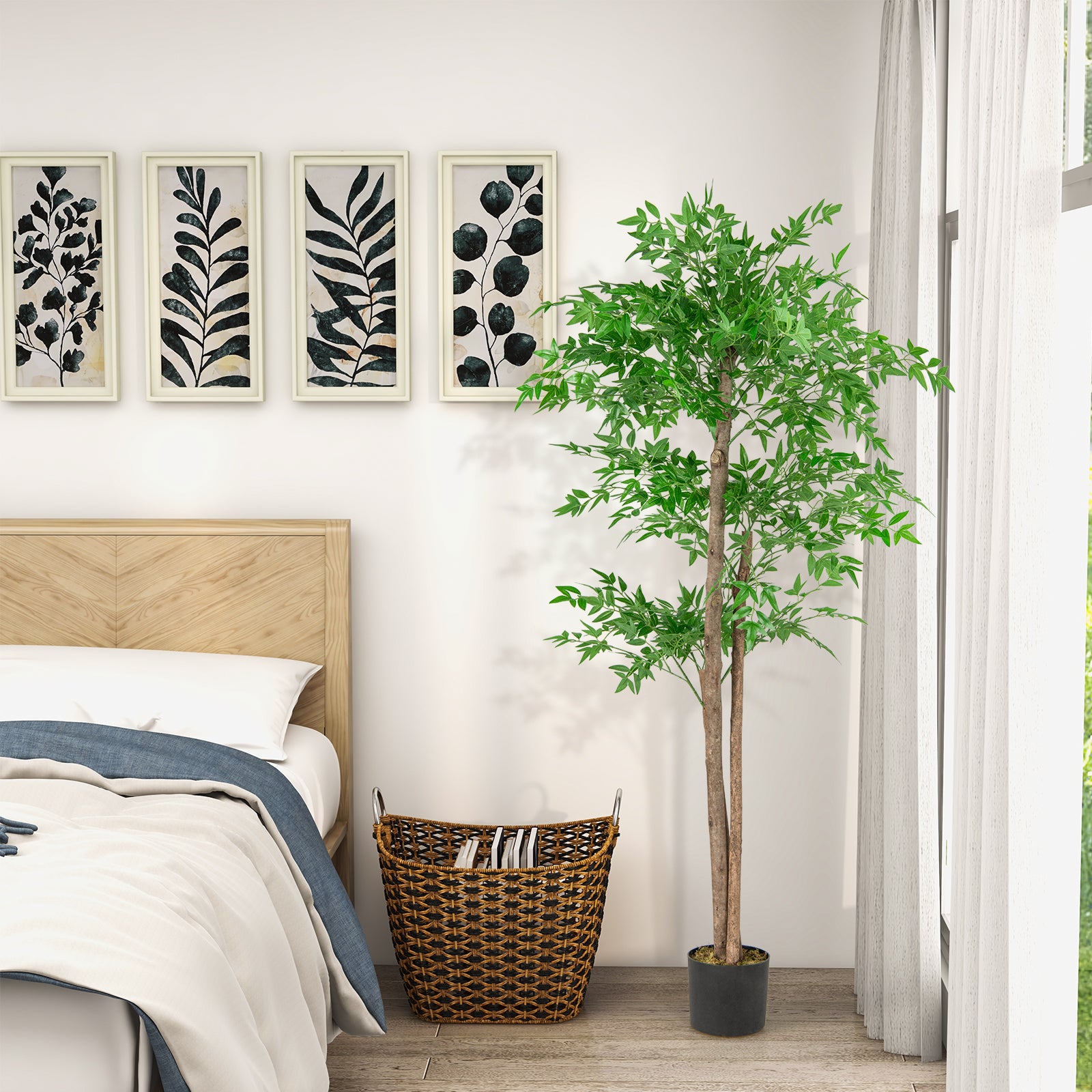 Konstgjord – växt bambu konstträd med kruka dekoträd – 150 cm – Grön