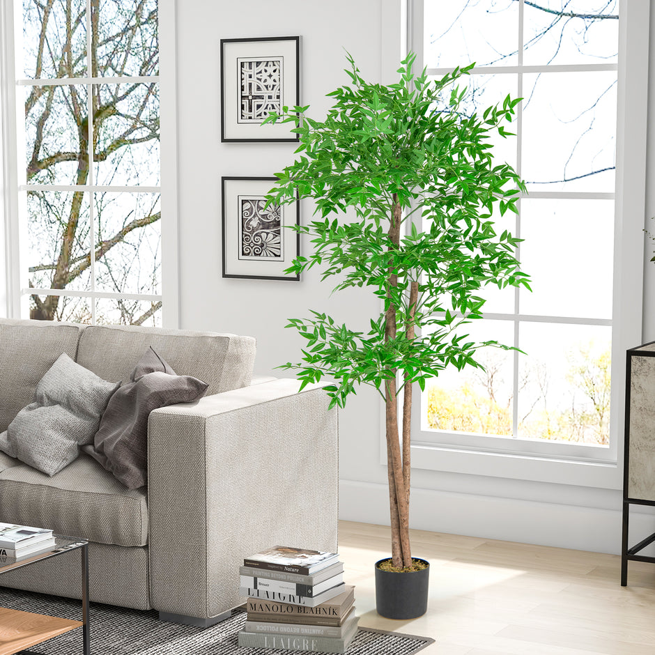 Konstgjord – växt bambu konstträd med kruka dekoträd – 150 cm – Grön
