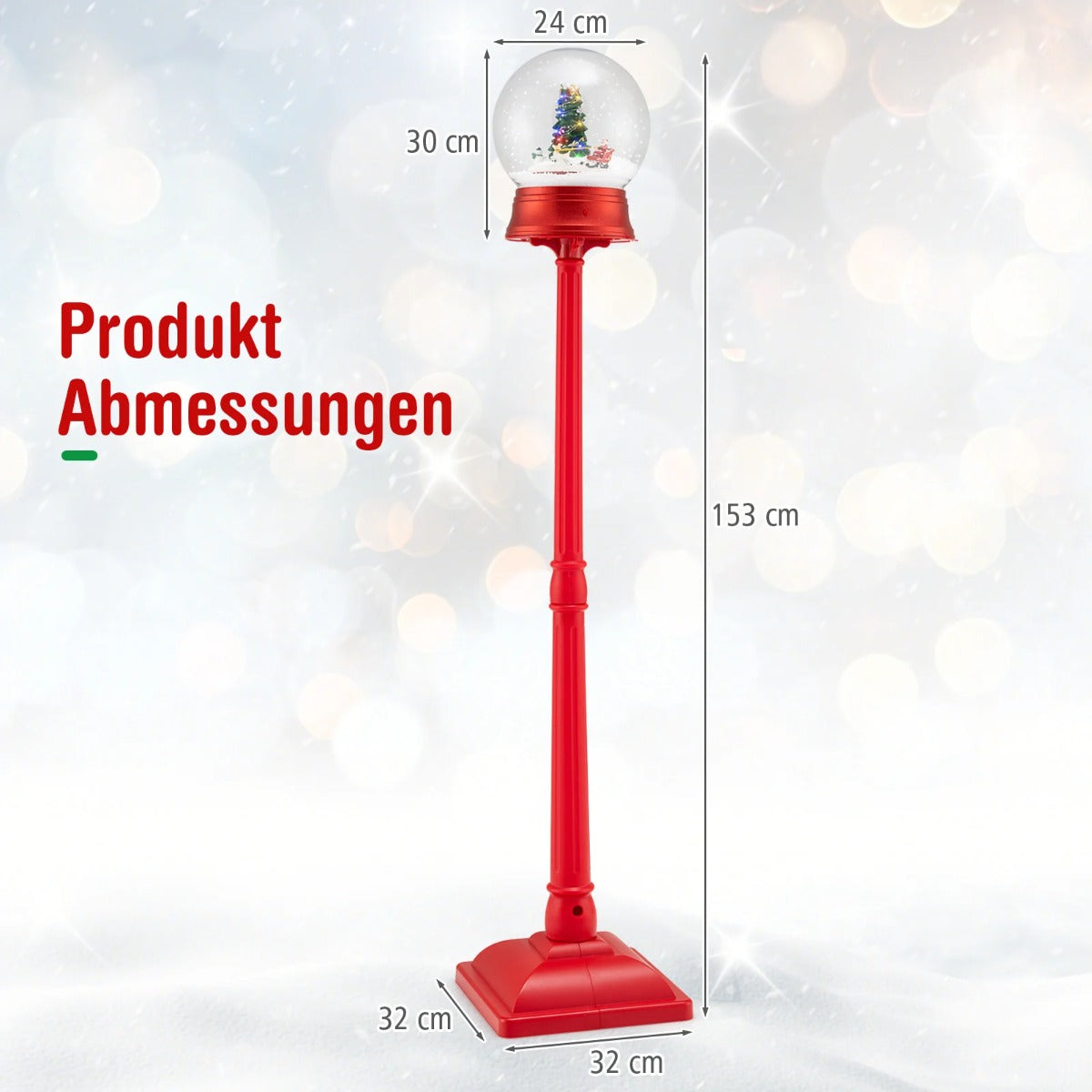 Musikalisk – jullykta Snögloblykta på stativ med melodier Julgran – 8 153 cm – Röd