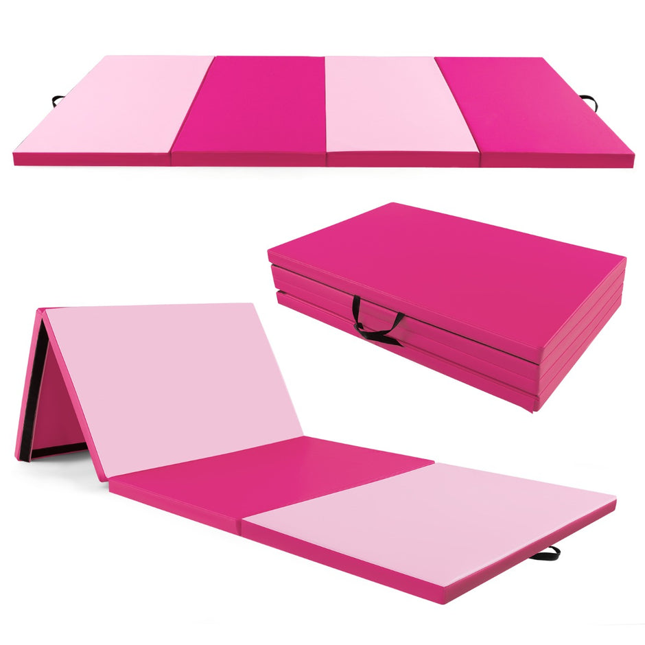 Mjuk – golvmatta av konstläder med bärhandtag och klätterlås, hot pink – 300 x 117 x 5 cm – Röd och rosa