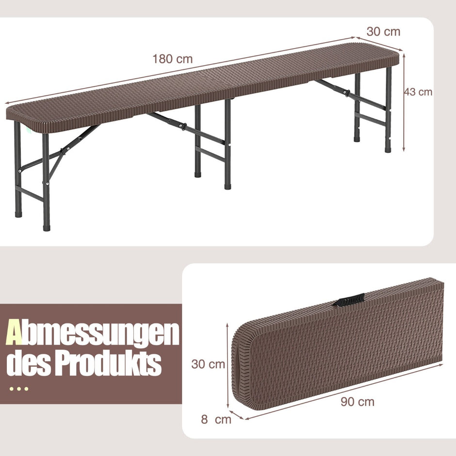 Fällbar – ölsoffa i rottinglook med bärhandtag, bänk – Brun