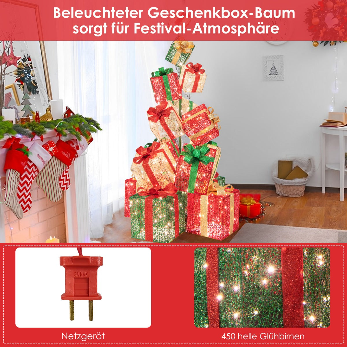 Upplyst – presentförpackning Set staplade förinställda julklappsförpackningar – 15 170 cm – Färgglad