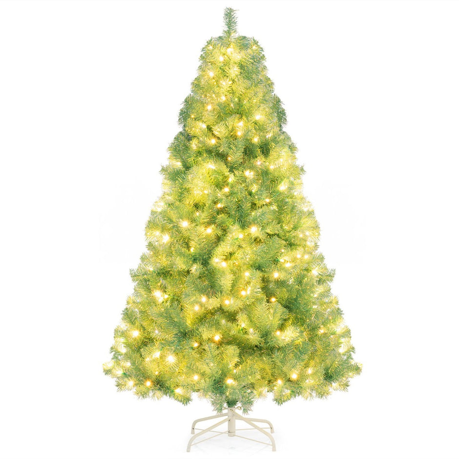 Konstgjord – julgran med belysning varmvita LED lampor – 180 cm – Grön