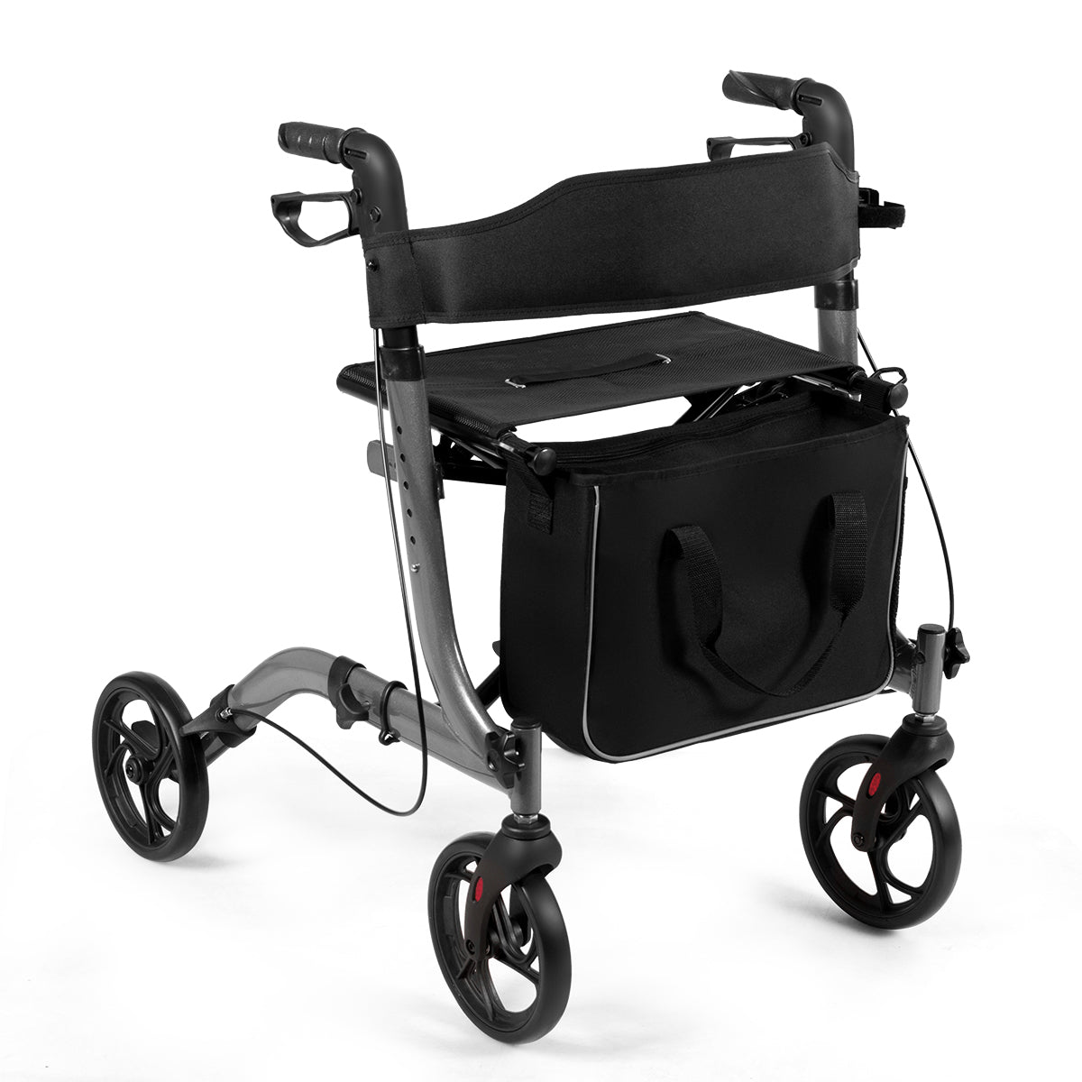 Aluminium – Rollator Fällbar Reserullator Höjdjusterbar Lättviktsrullator – Grå