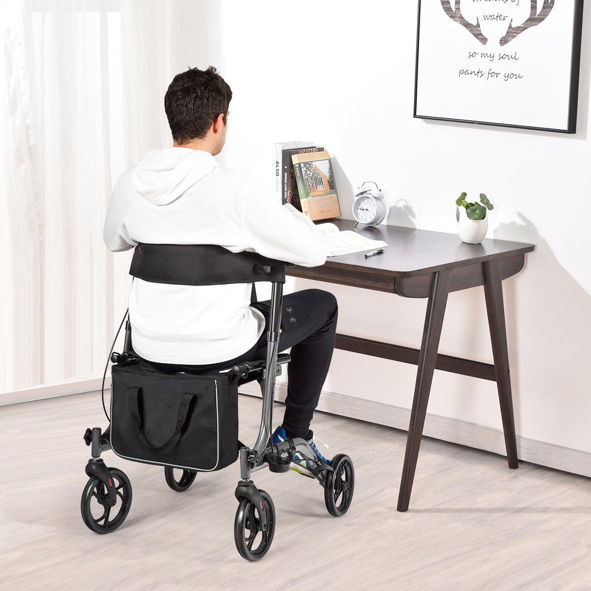 Aluminium – Rollator Fällbar Reserullator Höjdjusterbar Lättviktsrullator – Grå