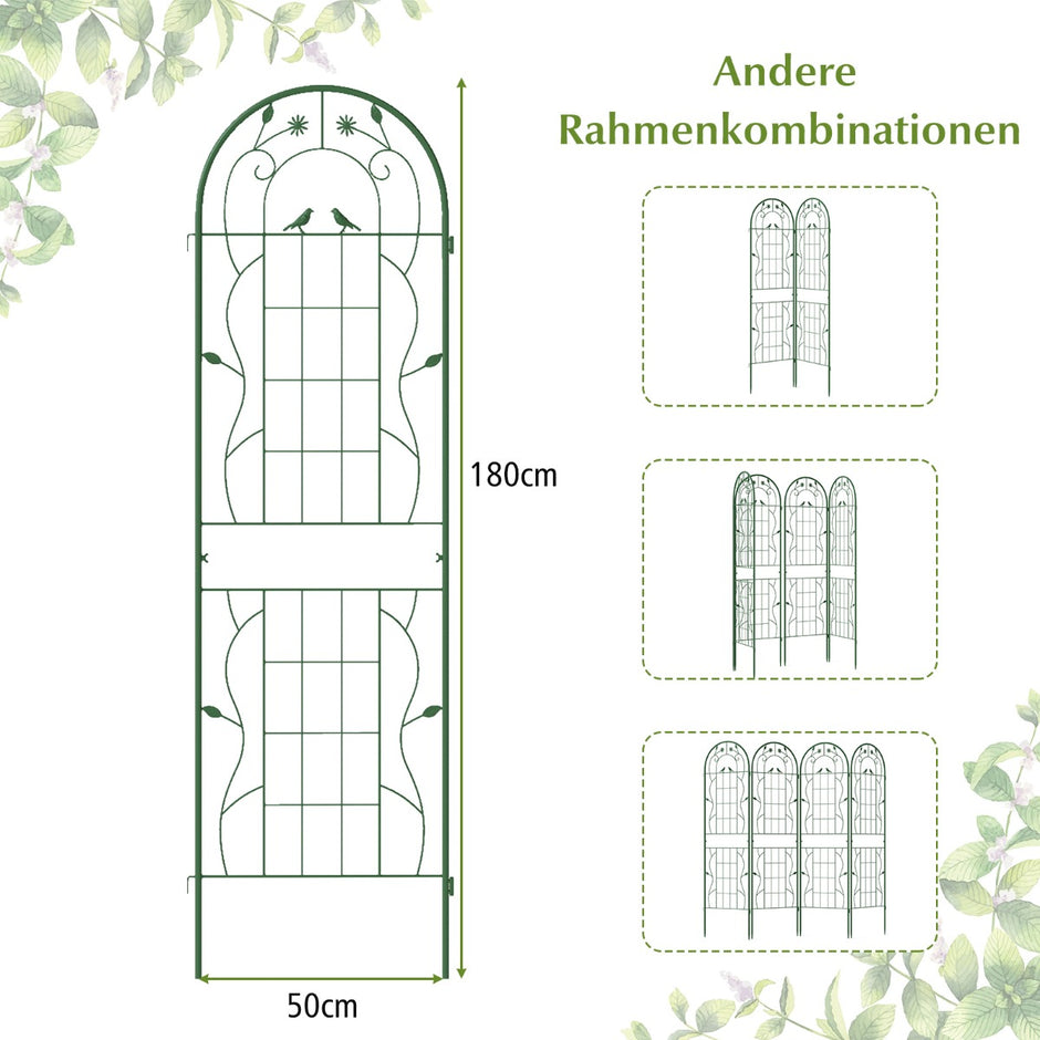 Rankgitter – Metall pack dekorativ trädgårdsstaket fristående klätterhjälp – 2 180 cm x 50 cm – Grön