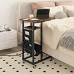 C – formad sidobord med laddstation och utdragbar bordsskiva sidoficka soffbord – Brun