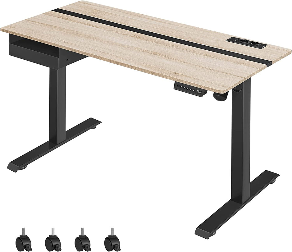 Elektriskt skrivbord - Höjdjusterbart med minnesfunktion - Vit
