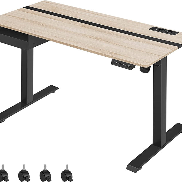 Elektriskt skrivbord - Höjdjusterbart med minnesfunktion - Vit
