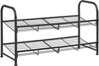 Shoe Rack - med 2 hyllor - Stackbar skoförvaring - för högst 8 par skor - gjord av stål - svart