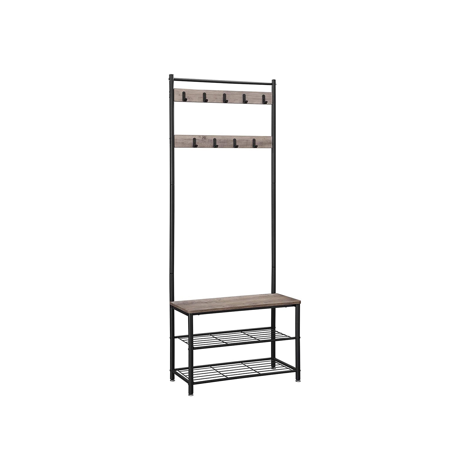 Pälsställ - sko rack med soffa - med 3 krokar - mörkbrun