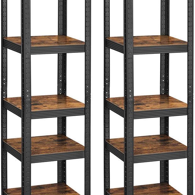 Förvaringsställ – Set med 2 – 5 hyllor – Vintage brun-svart