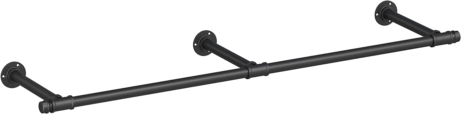 Klädstång - vägggarderob - industriell - 68 kg lastkapacitet - svart