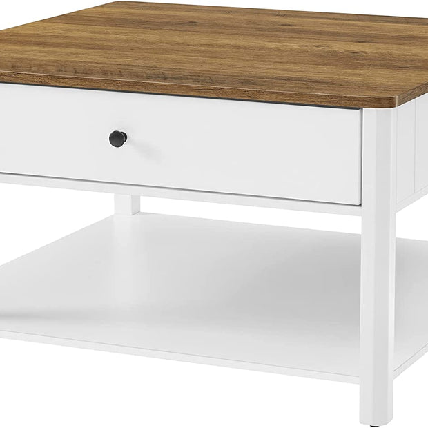 Soffbord – Med 2 stora lådor – Valnötsbrun och vit