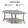 Oval – soffbord med hylla Vardagsrumsbord våningars sidobord Kaffebord – 2 – Grå