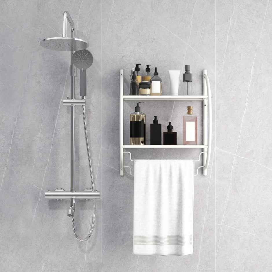 Handdukshängare – Badrum Metall – 45 x 25,5 x 55 cm – Vit