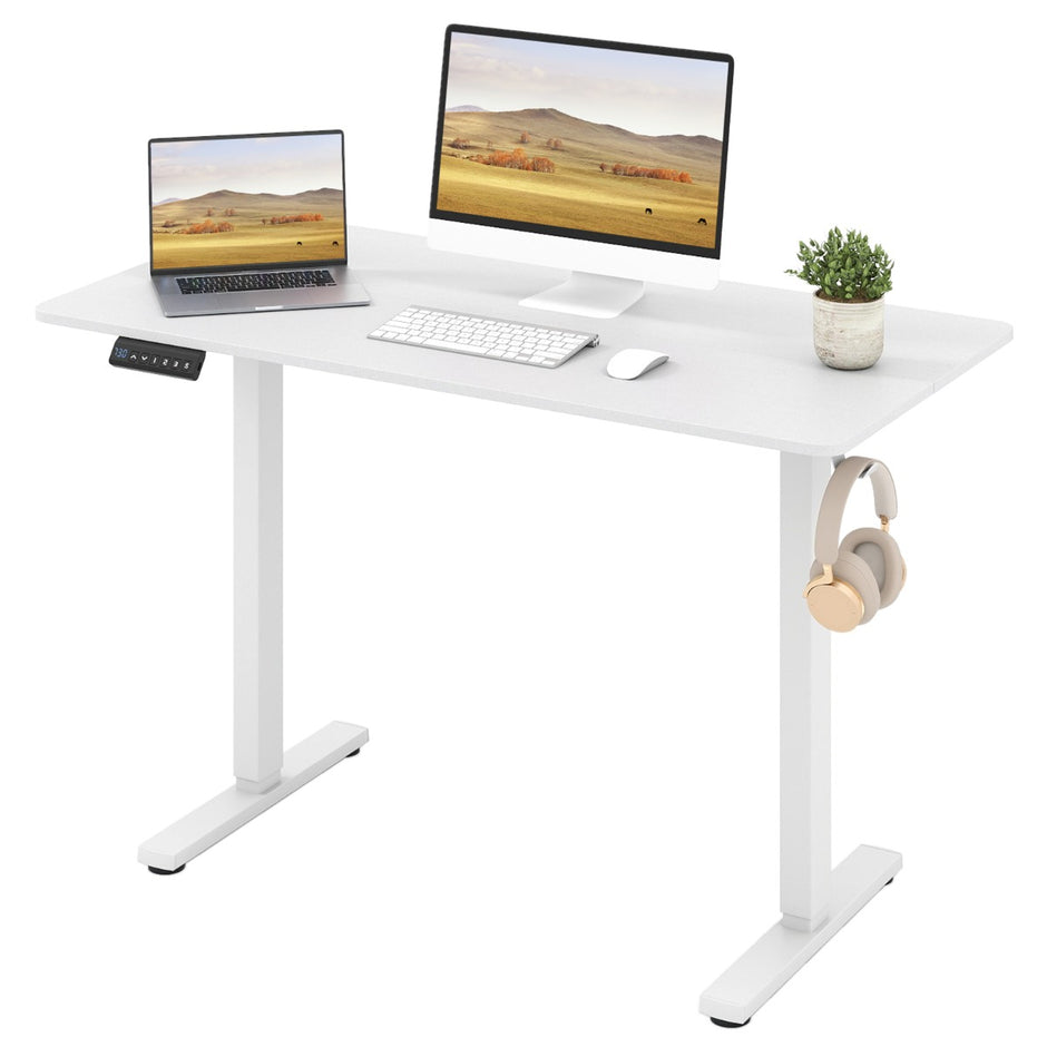 Höjjusterbart – Skrivbord med Krok Elektriskt – 120 x 60 cm – Vit
