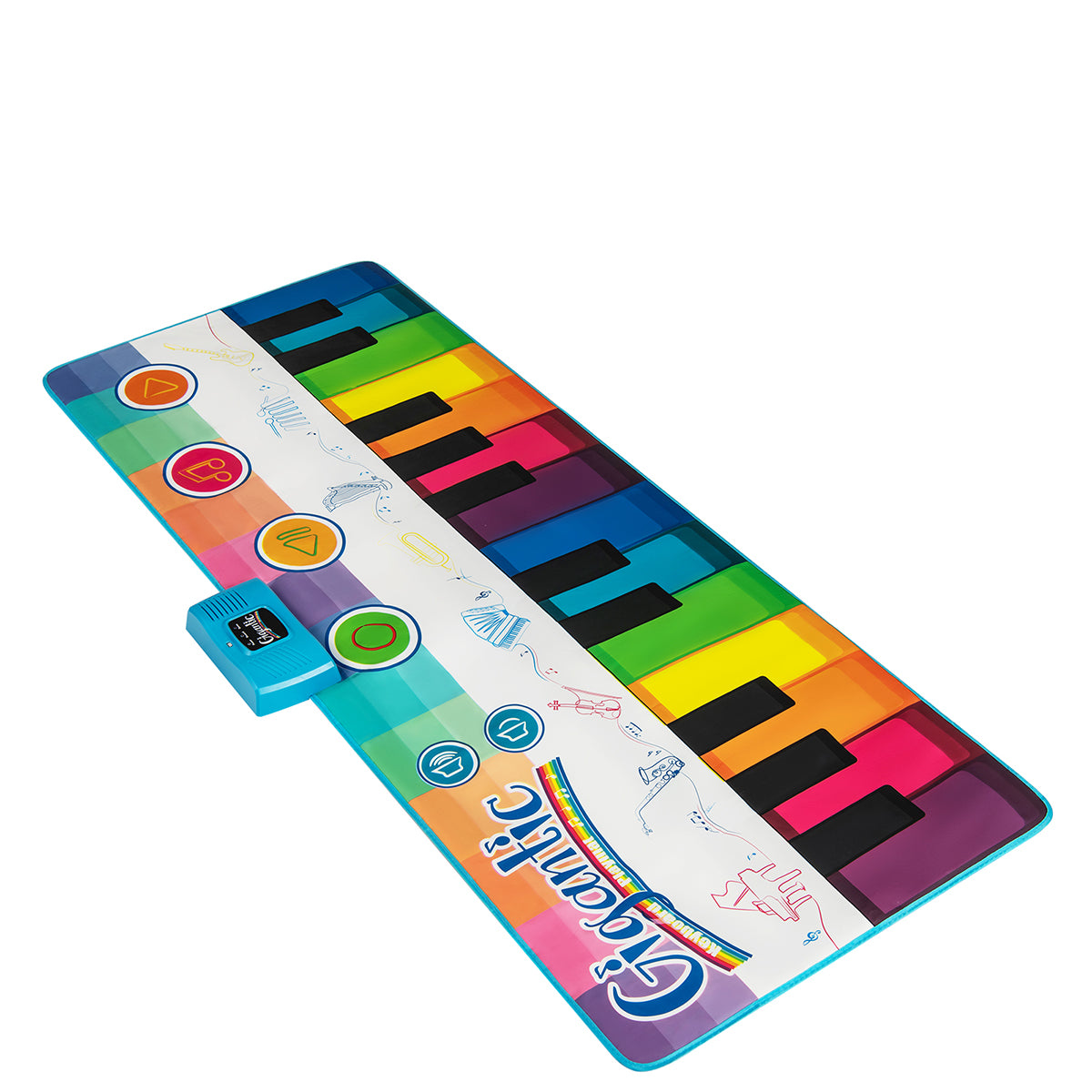 Musikmatta – för barn, pianomatta med musikinstrument, tangmatta inspelnings och uppspelningsfunktion, – 8 181 x 73 cm – Färgglad