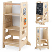 2‑faldigt – höjdjusterbar trappstol, 4‑i‑1 Montessori‑lärotorn i trä – 52 x 50 x 89 cm