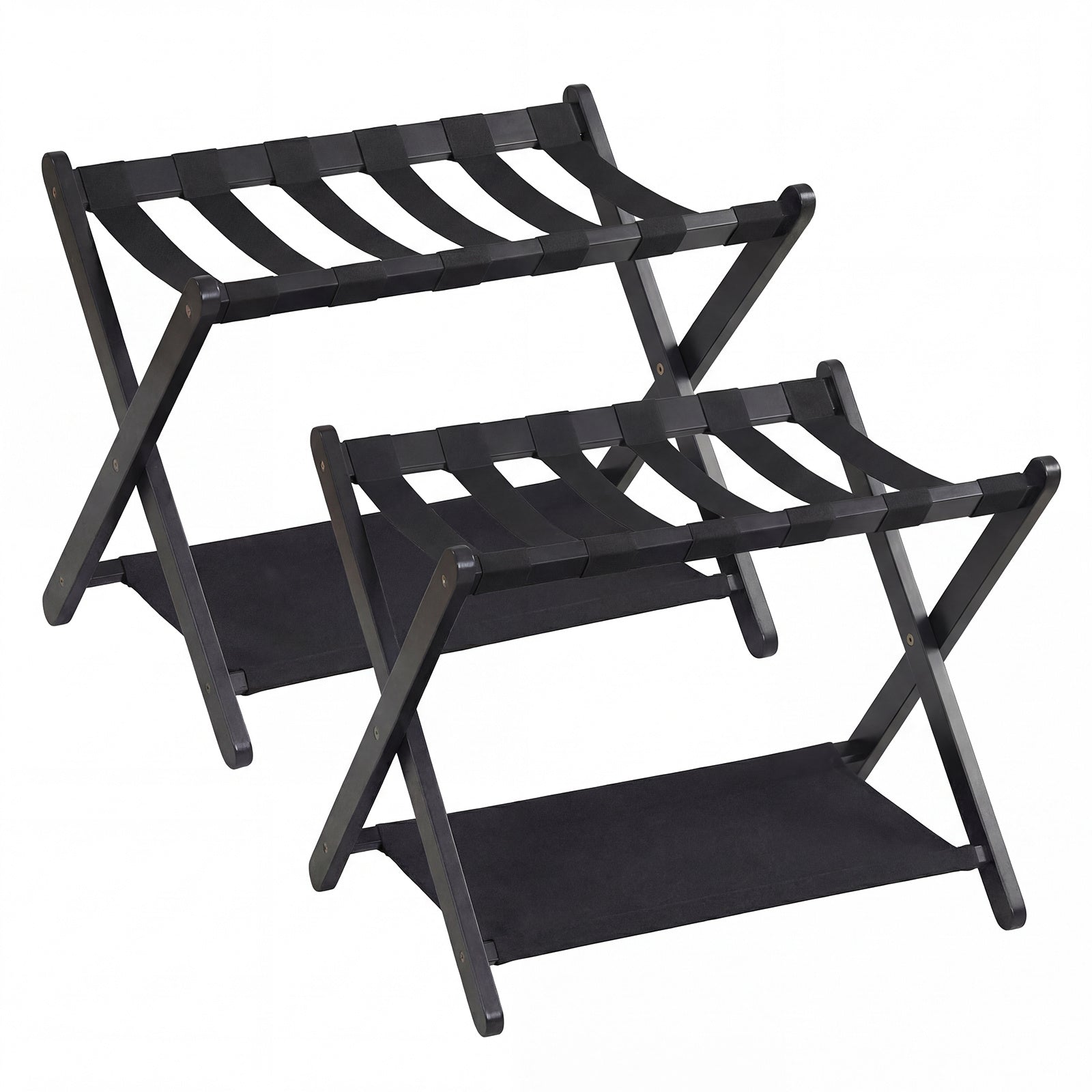 pack – Fällbar resväska ställning av gummiträ med hyllor upp till – 2 2 50 kg 67 x 46 x 52 cm – Svart