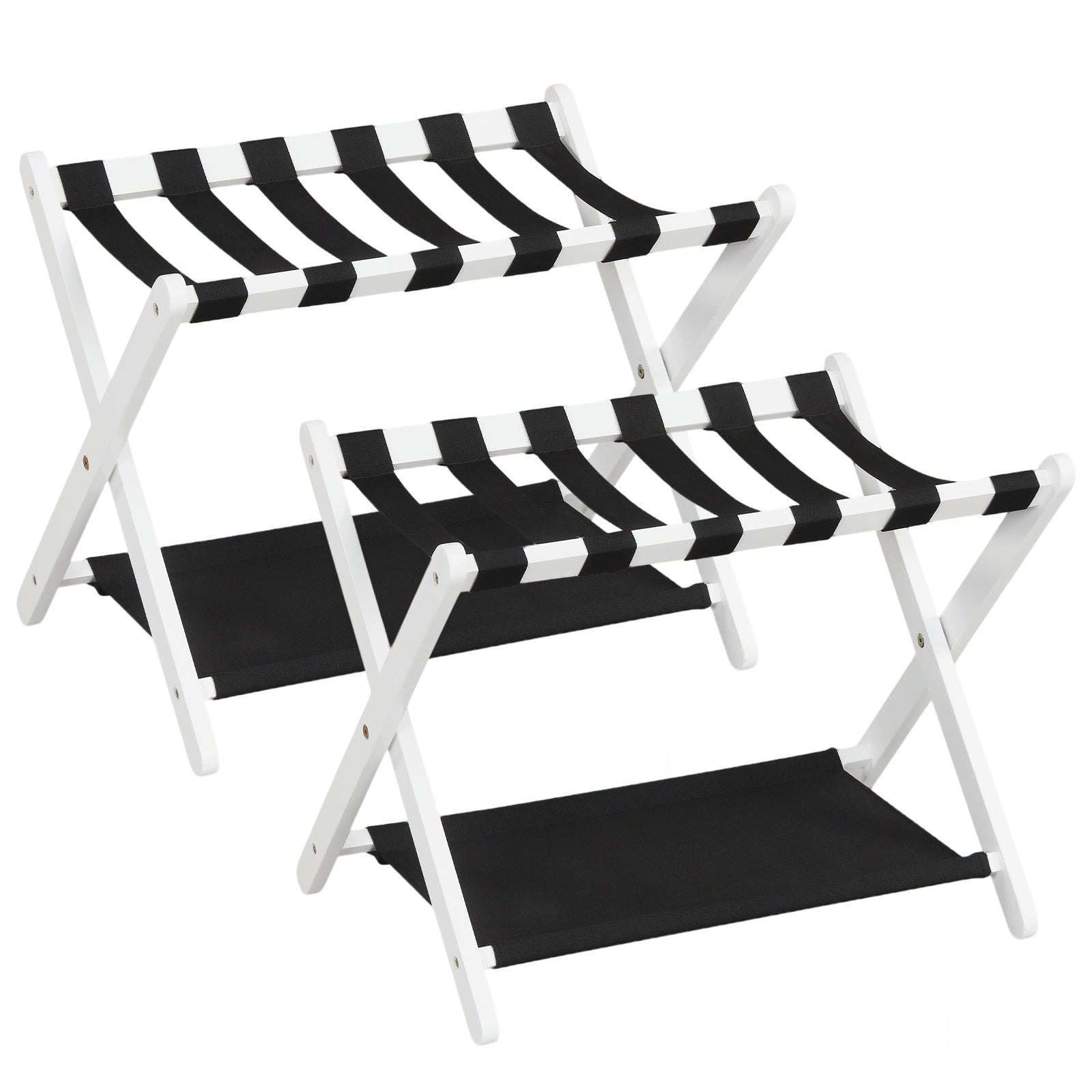 pack – Fällbar resväska ställning av gummiträ med hyllor upp till – 2 2 50 kg 67 x 46 x 52 cm – Vit