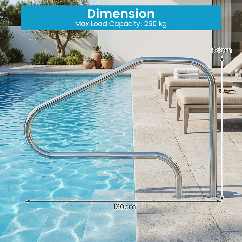 pack – Poolräcke i rostfritt stål för simbassänger Bärkapacitet upp till – 2 130 x 94 cm 180 kg – Silver