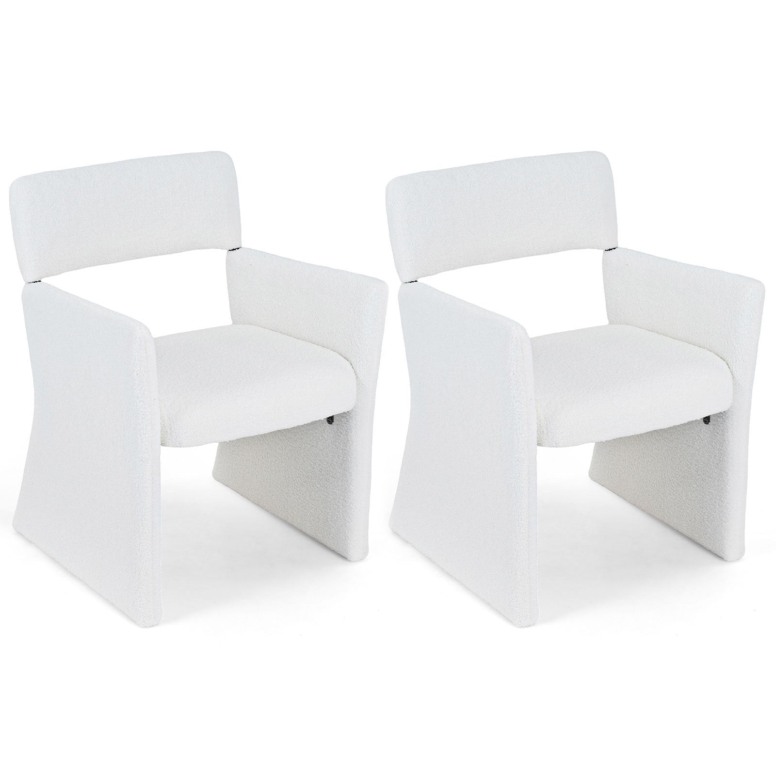 2‑pack – fåtöljer, stoppad relaxfåtölj och läsfåtölj med andningsbart tyg, vitt – 63 x 62 x 83 cm