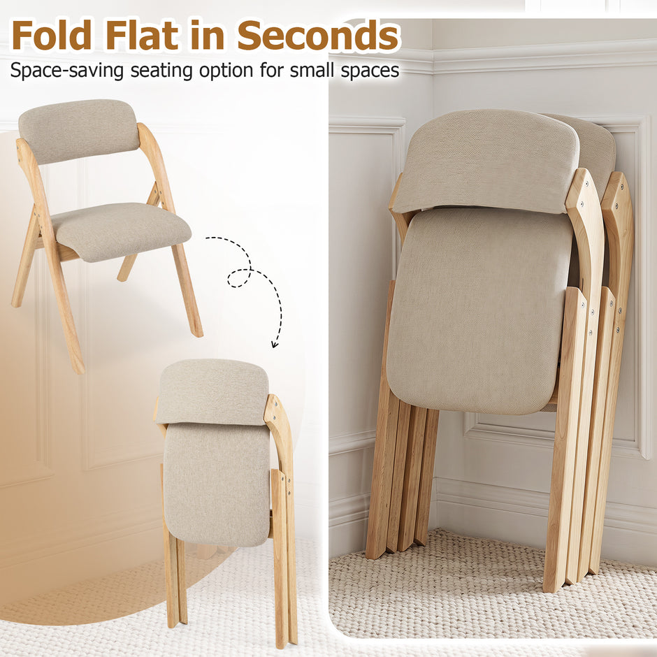 delad – hopfällbar stol i trä med stoppad sits och andningsbara linnédynor, – 2 61 x 53 x 81 cm
