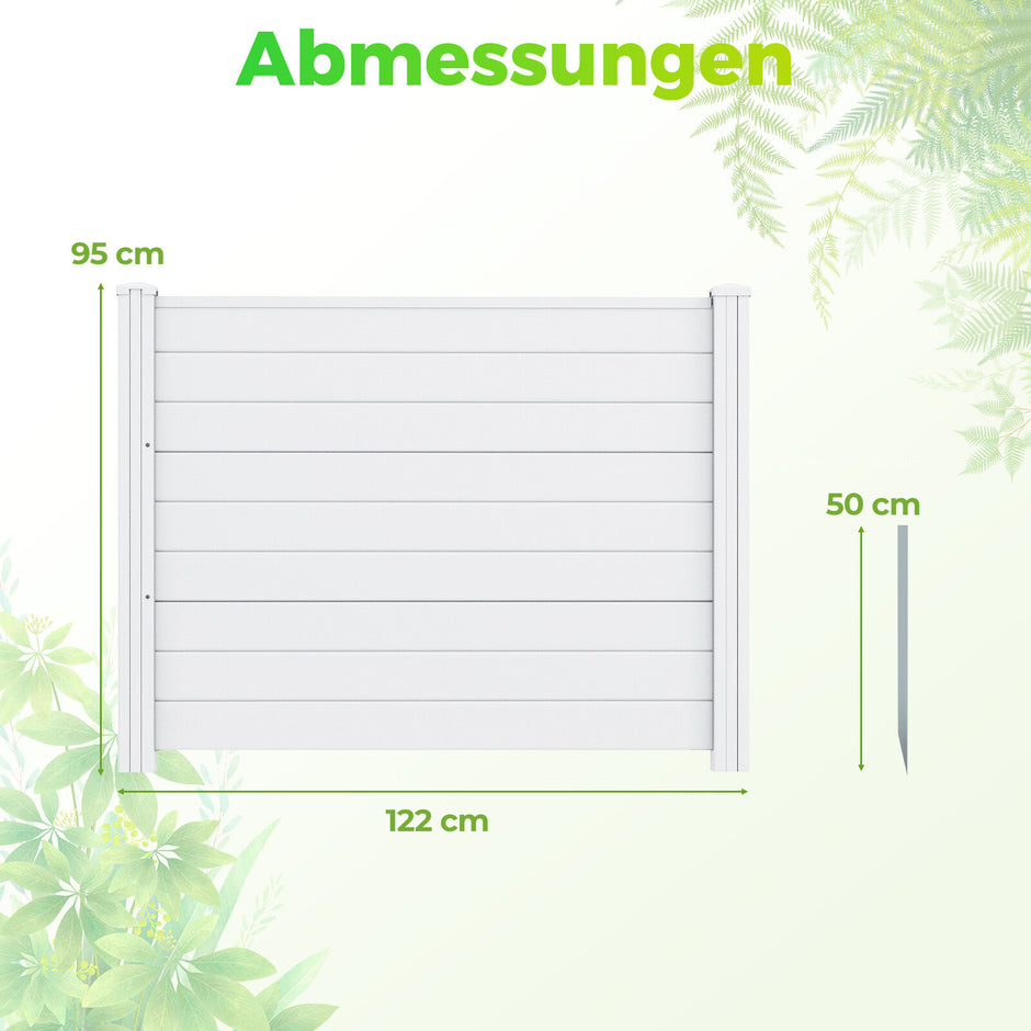 2‑pack – insynsskyddsstaket, trädgårdsstaket med paneler, väderbeständigt lamellstaket stolpar Vitt – 2 3