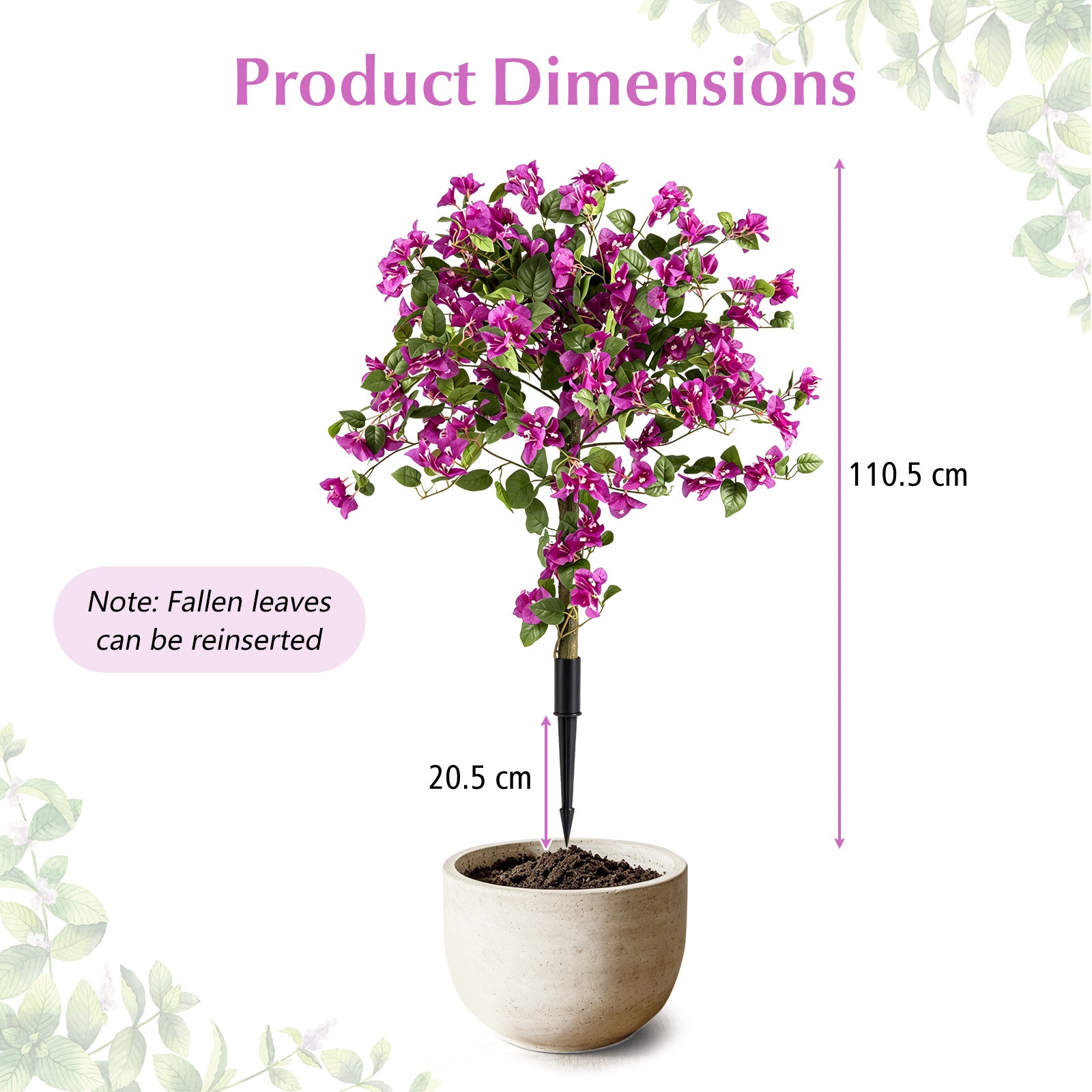 2‑pack – konstgjorda blommor med jordspett, bougainvillea för veranda och trädgård