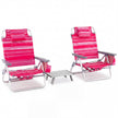 pack – strandstolar med bord, hopfällbara campingstolar justerbart ryggstöd – 2 – Rosa