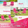pack – strandstolar med bord, hopfällbara campingstolar justerbart ryggstöd – 2 – Rosa