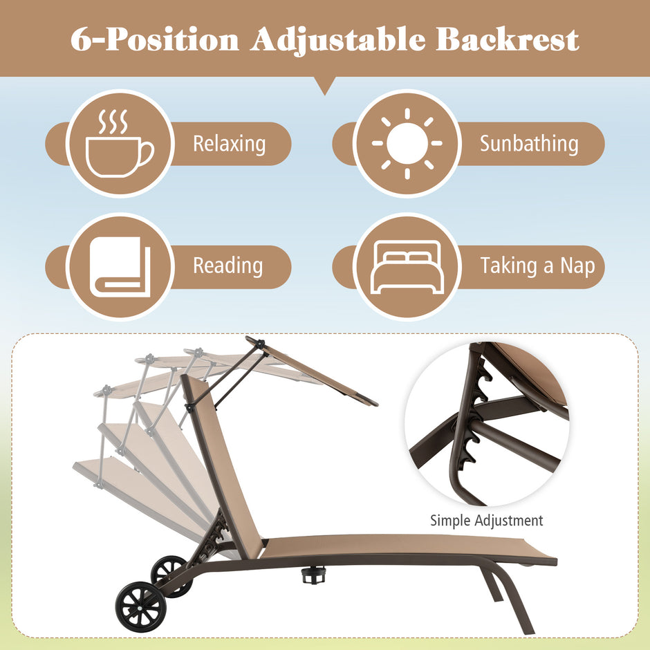 pack – terrassolägen utomhusstol med hjul metallbädd – 2