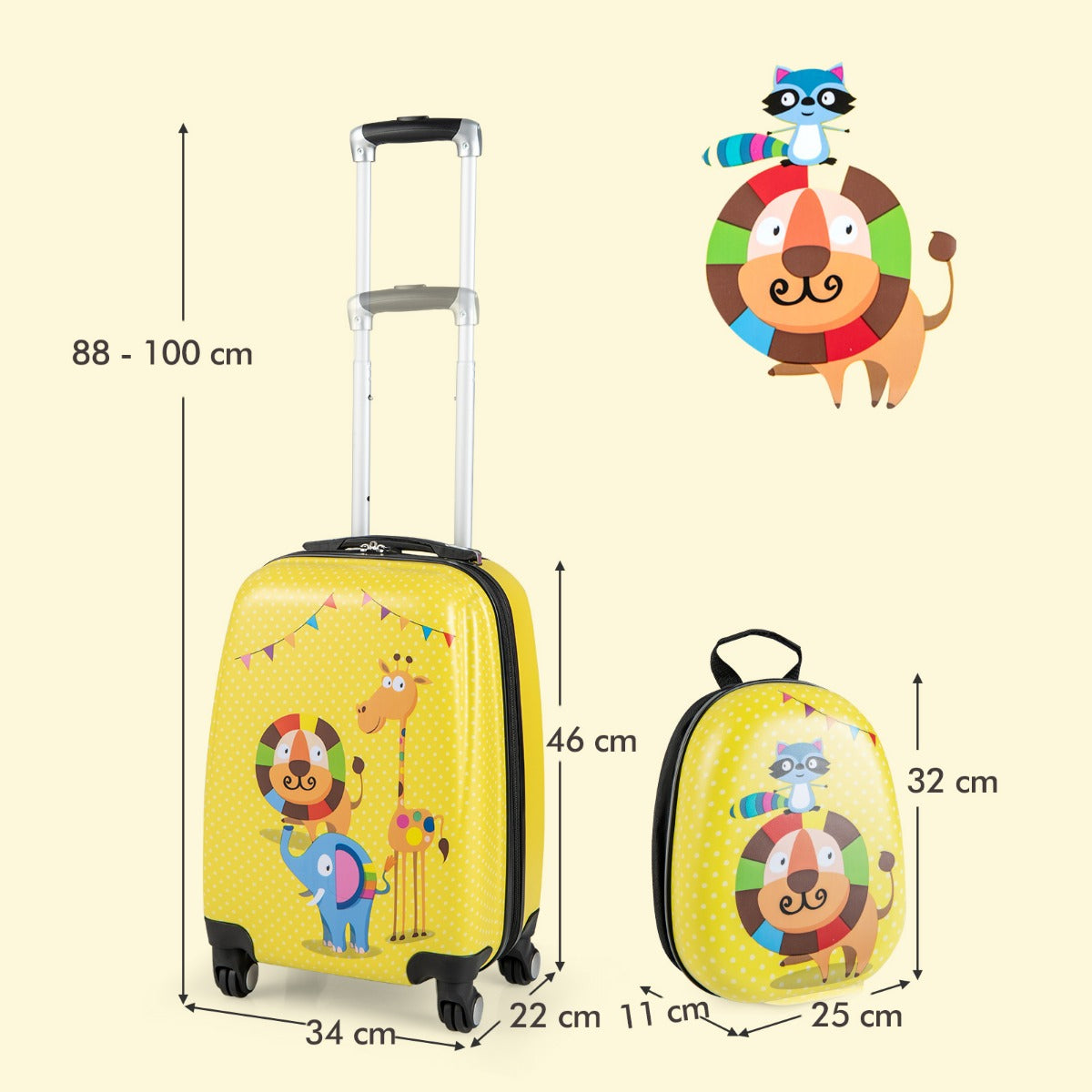 delat – barnbagageset handbagage och ryggsäcksset – 2 – Färgglad