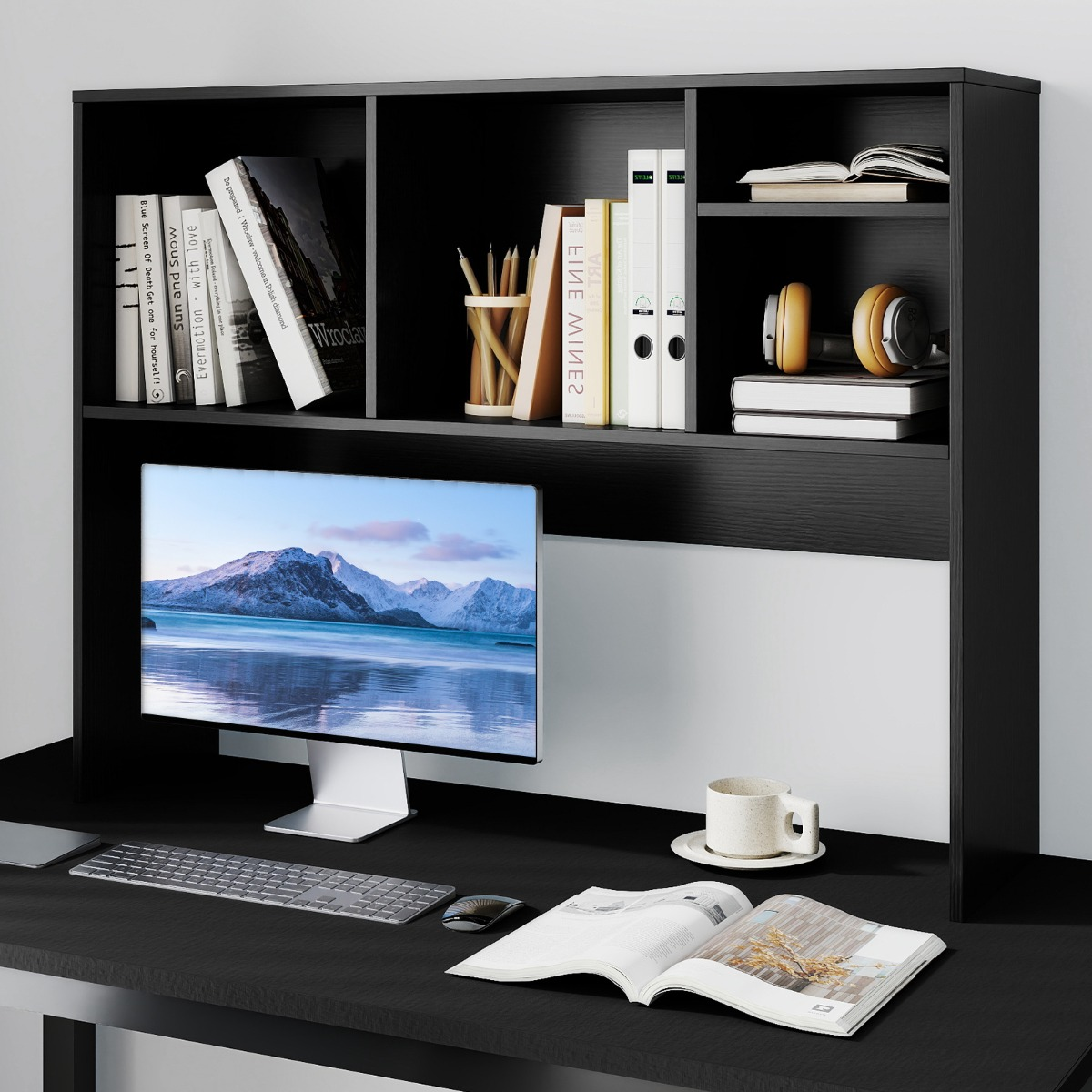 Skrivbords – hyllor med fack – 4 94 x 25 x 73 cm – Svart