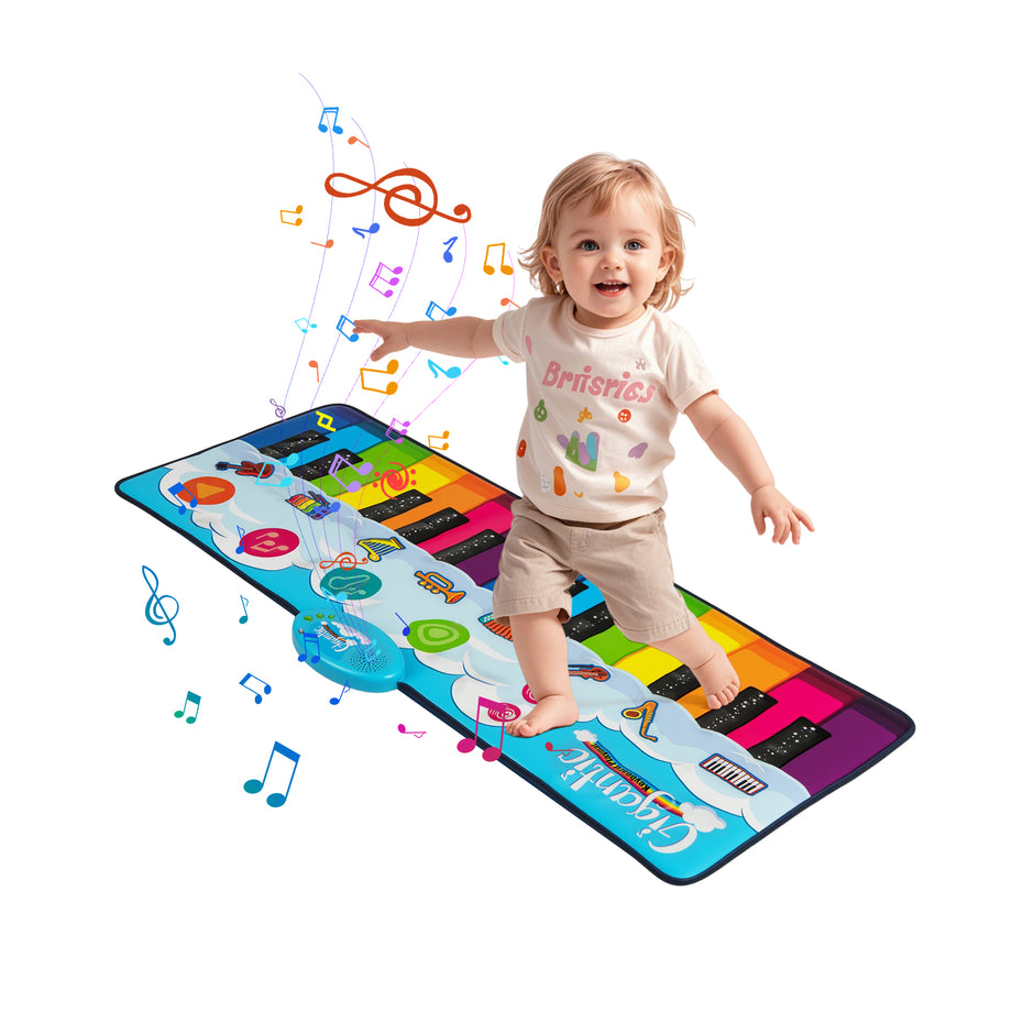 Musikmatta – för barn, pianomatta med musikinstrument, tangentbord dansmatta inspelnings och uppspelningsfunktion, leksak – 8 120 x 47 cm – Färgglad
