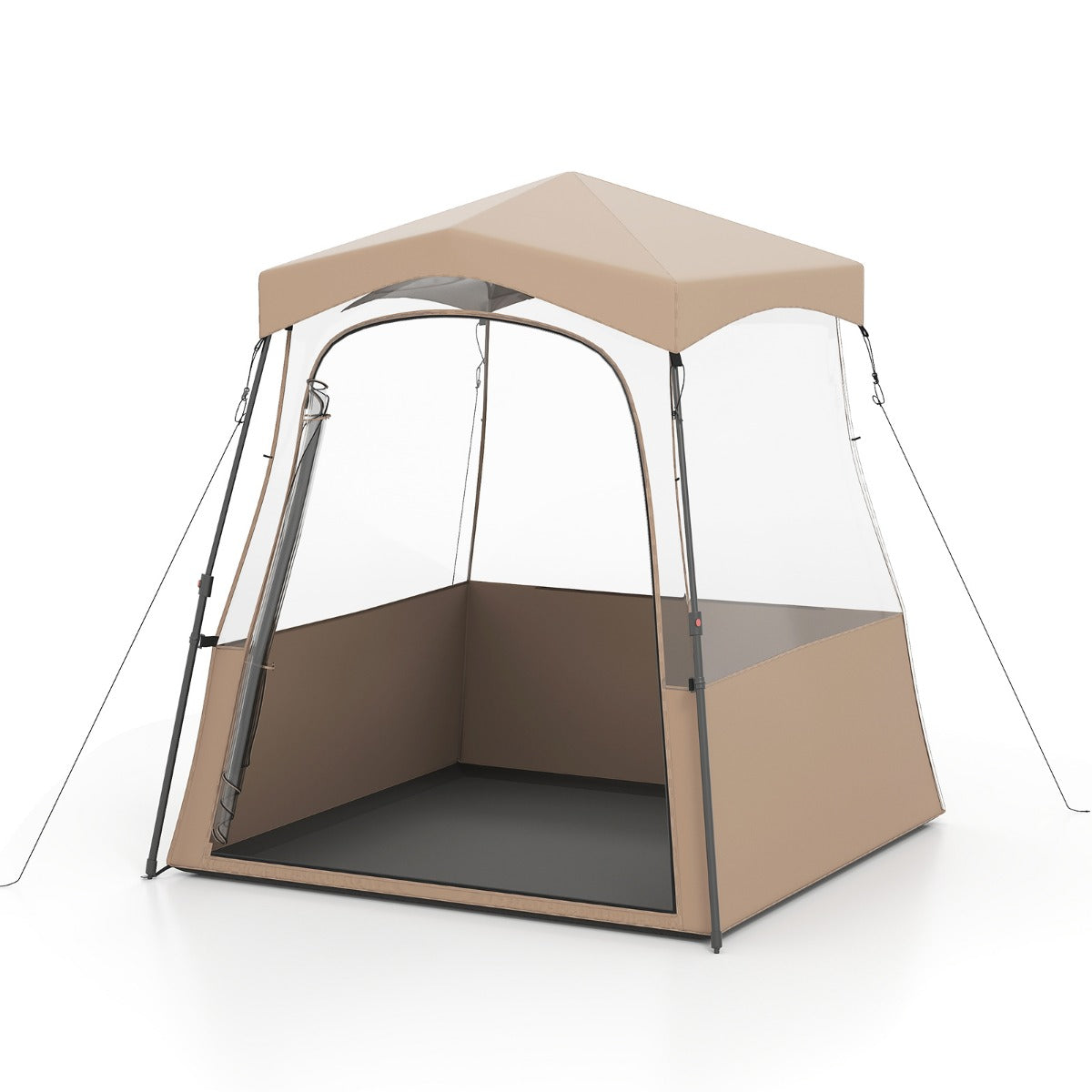 Sporttält – Transparent med klar sikt och Robust ram Bärväska – 180 x 180 x 193 cm – Brun