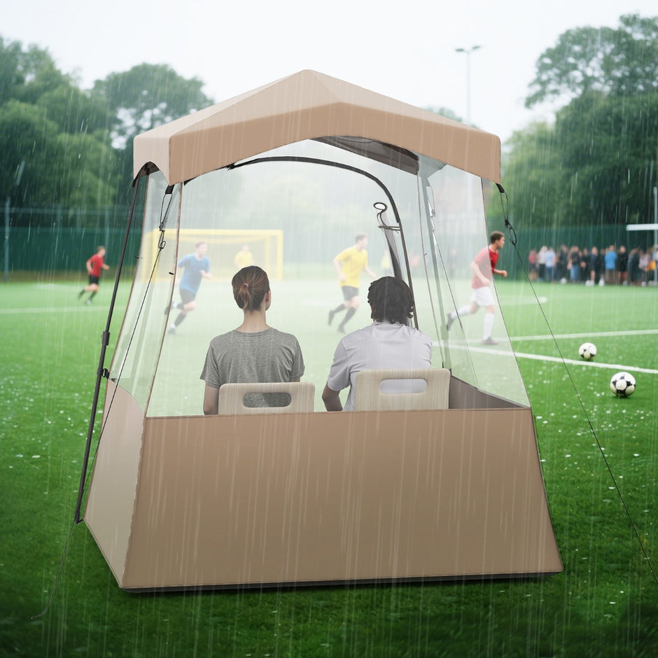 Sporttält – Transparent med klar sikt och Robust ram Bärväska – 180 x 180 x 193 cm – Brun