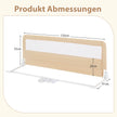 Långa – sänggaller för småbarn, hopfällbart med avtagbart överdrag, andningsbart nät – 150 cm – Beige