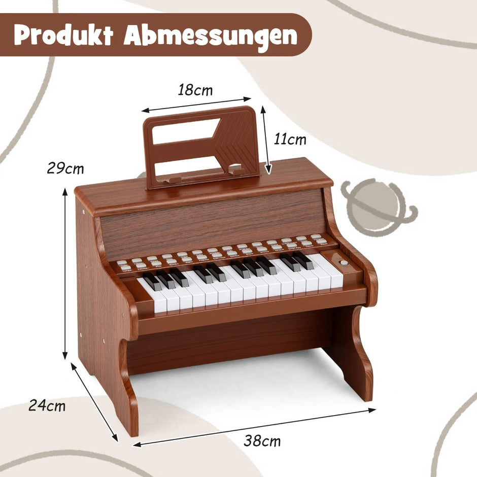 tangenter – Mini digitalpiano Barn Elektriskt med justerbar hastighet Brunt – 25 – Brun