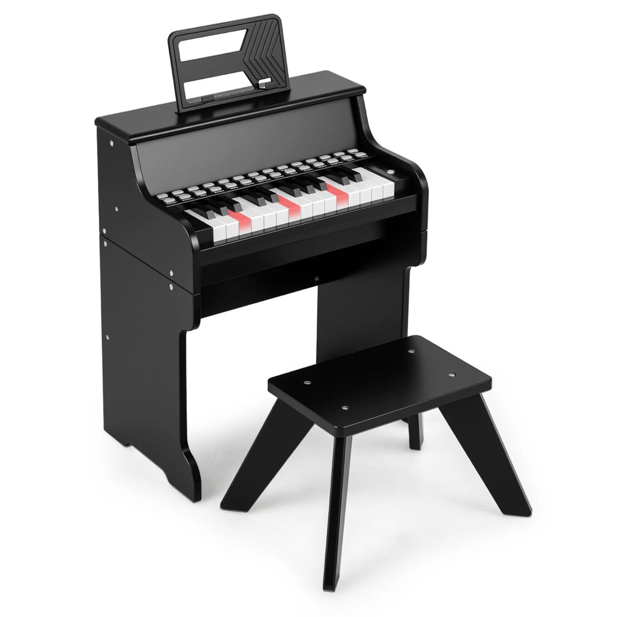 tangenter – Mini digitalpiano med pall Barnpiano justerbar hastighet – 25 – Svart