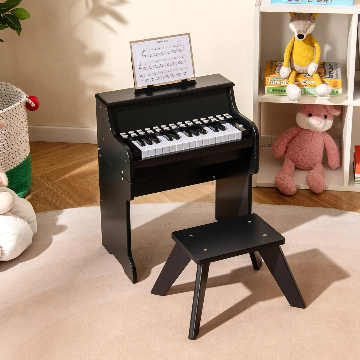 tangenter – Mini digitalpiano med pall Barnpiano justerbar hastighet – 25 – Svart